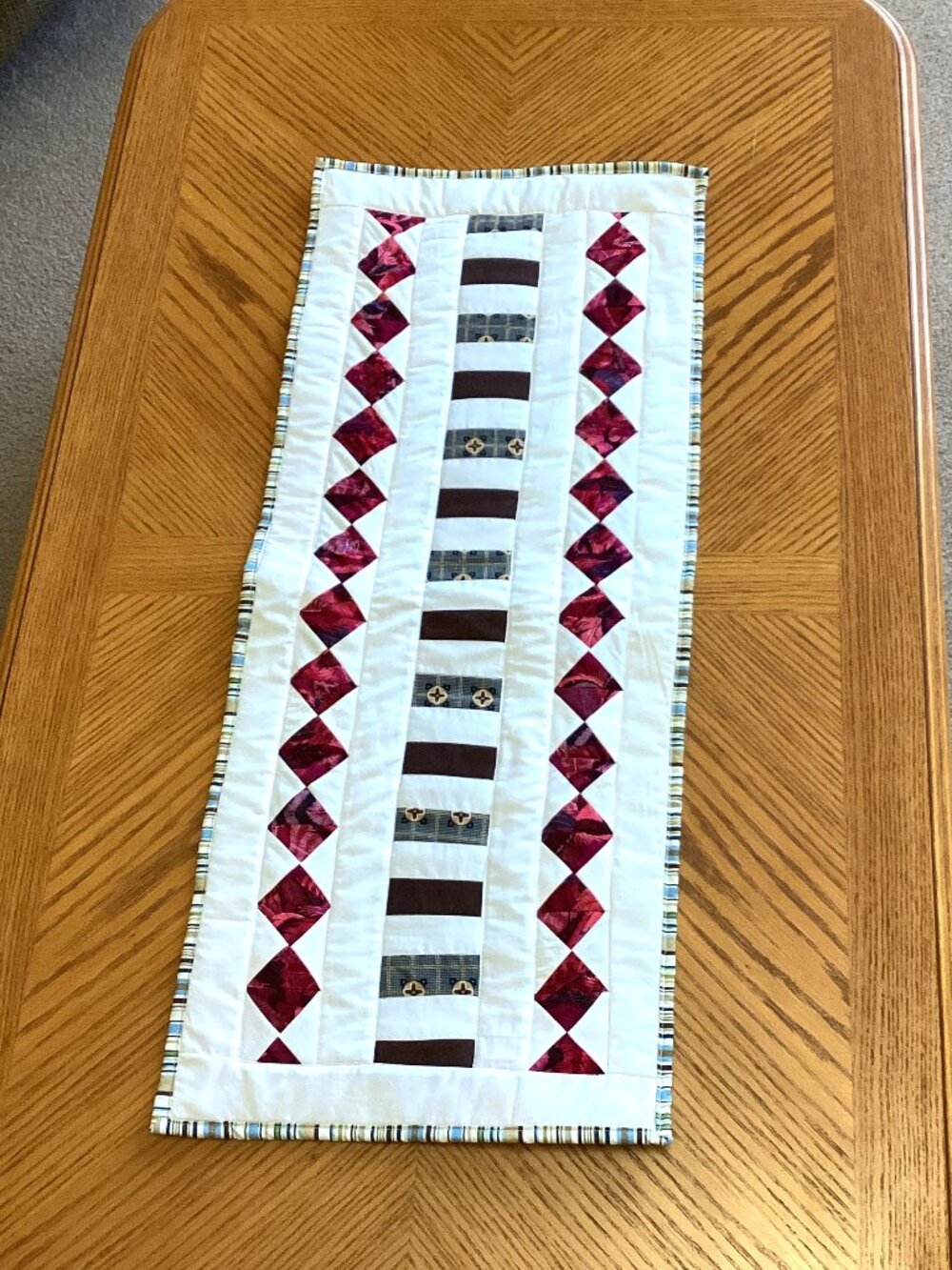 Handmade Quilted Reversable Small Table Runner Linens Home Decor